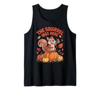 The Squirrel was Here Funny Fall Animal Autumn Leaf Tank Top