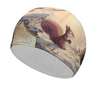 The Squirrels in Winter Elastic Swim Cap for Women Men | Swimming Hat for Long Short Hair Gift for Swimmers