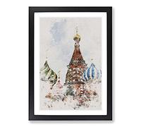 The St Basils Cathedral Russia Watercolour Framed Print | A2 Black Framed Wall Art | Ready to Hang | Modern Cityscape Picture | Living Room Bedroom Lounge Office