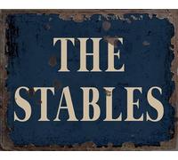 The Stables Vintage Metal Signs for Wall Decor - 8 x 10 Inches Durable Aluminum Tin Sign Plaque for Home Garage Club bar Wall Art Decoration - Retro Wall Signs, Best Gift Idea