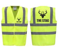 The Stag! Premium Hi Vis Vest - Funny Joke Fancy Dress for Stag Do Wedding - Reflective High Visibility Waistcoat, By Brookhivis (UK, Alpha, L, Regular, Regular, Standard, Yellow)