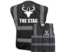 The Stag With Deer Head! Black Hi Vis Vest -Ideal For Stag Do & Stag Nights Large