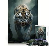 The Stalking Tiger Jigsaw Puzzle 1000 Piece for Adults Strong Logic Toy Anxiety Relief Clear Edge Festival Gift (38x52cm)