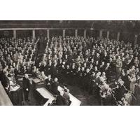 The standing ovation granted to Sir Winston Churchill by members of Congress at the conclusion of his speech in the House of Representatives 1952. Sir Winston Leonard Spencer-Churchill 1874 1965
