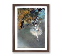 The Star Ballet Ballerina Dancer By Edgar Degas Classic Painting Framed Print | A4 Walnut Framed Wall Art | Ready to Hang | Classic Space Picture | Living Room Bedroom Lounge Office