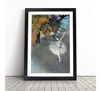 The Star Ballet Ballerina Dancer By Edgar Degas Framed Wall Art Picture Print - Canvas Painting - Modern Home Décor Poster - Ready to Hang for Living Room Bedroom Kitchen - Black A3 (36 x 48 cm)