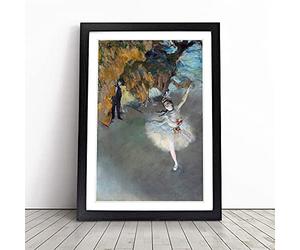 The Star Ballet Ballerina Dancer By Edgar Degas Framed Wall Art Picture Print - Canvas Painting - Modern Home Décor Poster - Ready to Hang for Living Room Bedroom Kitchen - Black A3 (36 x 48 cm)