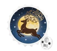The Star Deer Treads on The Moon Bottle Opener Funny Magnetic Beer Bottle Opener for Refrigerator Wall Mounted Strong Magnet for Fridge Decorative Beer Opener Gift for Boyfriend Husband Father White