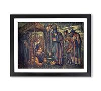 The Star Of Bethlehem By Edward Burne Jones Classic Painting Framed Wall Art Print, Ready to Hang Picture for Living Room Bedroom Home Office Décor, Black A4 (34 x 25 cm)
