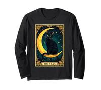 The Star Tarot Card Black Cat and Moon Long Sleeve T-Shirt