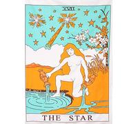The Star Tarot Card Tapestry - Boho Celestial Wall Hanging, Handmade Cotton Fabric, Astrology Wall Decor for Bedroom, Living Room, Meditation Space - Witchy Gothic Aesthetic Art (The Star)
