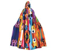 The staring dog.Halloween printed hooded cape adult party robe masquerade and role play. Carnival wizard cape