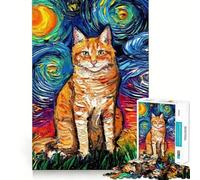 The Starry Night Black Cat 1000 Piece Jigsaw Puzzles for Adults Jigsaw Memory Lift Slow Enjoy Image Assembly Creative Gift (38x26cm)