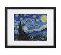 The Starry Night by Van Gogh Framed Picture - Classic Painting Wall Art Gift for Every Room (15"x12" Black Frame)