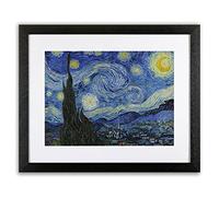 The Starry Night by Van Gogh Framed Picture - Classic Painting Wall Art Gift for Every Room (22"x18" Black Frame)