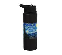 The Starry Night by Vincent Van Gogh, 1889, Famous Painting Stainless Steel Insulated Water Bottle