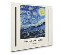 The Starry Night By Vincent Van Gogh Canvas Print | Gallery Wrapped 30mm Frame Wall Art | 20x20 inches | Ready to Hang | Impressionist Picture | Living Room Bedroom Lounge Office