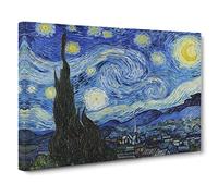 The Starry Night By Vincent Van Gogh Canvas Print | Gallery Wrapped 30mm Frame Wall Art | 30x20 inches | Ready to Hang | Impressionist Picture | Living Room Bedroom Lounge Office