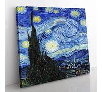 The Starry Night by Vincent van gogh Classic Painting Canvas Wall Art Print Ready to Hang, Framed Picture for Living Room Bedroom Home Office Décor, 50x50 cm (20x20 Inch)