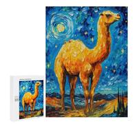 The Starry Night Camel - Wooden Art Puzzle, 500 PCS, Creative Indoor Hobby, with A Decorative Finished Picture