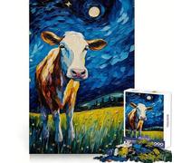 The Starry Night Cow 1000 Piece Jigsaws for Teenagers Puzzle Strong Logic Toy Relaxed Mind Clear Edge Bday Surprise (38x26cm)