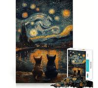 The Starry Night Dogs 1000 Piece Jigsaw Puzzles for Adults Jigsaw Thought Toy Indoor Fun Accurate Edge Art Collectible (38x52cm)