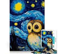 The Starry Night Owl Jigsaw Puzzles 1000 Pieces for Adults Memory Boost Warm Time Image Assembly Fine Art Piece (38x52cm)