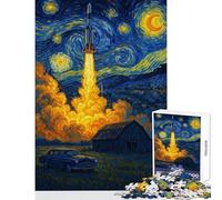 The Starry Night Rocket Launch Jigsaw for Adults1000 Pieces Strengthen Mind Clarity And Sharpness Calm Serene Leisure Activity (38x26cm)