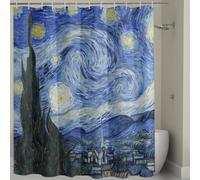 The Starry Night Shower Curtain Van Gogh Stars Art shower curtain Waterproof Modern Fabric Bathroom Shower Curtains with 12 Hooks