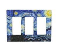 The Starry Night Switch Cover Decorative Triple Toggle Wall Plate For Kitchen Girls Boys Room 3 Gang Standard Size 6.57" X 4.65"