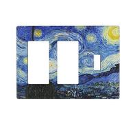 The Starry Night Switch Cover Decorative Triple Toggle Wall Plate For Kitchen Girls Boys Room 3 Gang Standard Size 6.57" X 4.65"
