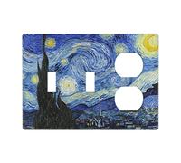 The Starry Night Switch Cover Decorative Triple Toggle Wall Plate For Kitchen Girls Boys Room 3 Gang Standard Size 6.57" X 4.65"