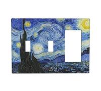 The Starry Night Switch Cover Decorative Triple Toggle Wall Plate For Kitchen Girls Boys Room 3 Gang Standard Size 6.57" X 4.65"