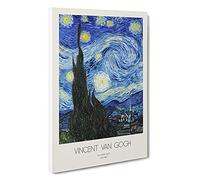 The Starry Night With Border By Vincent Van Gogh Canvas Print | Gallery Wrapped 30mm Frame Wall Art | 30x20 inches | Ready to Hang | Impressionist Picture | Living Room Bedroom Lounge Office