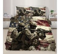The Stars and Stripes Duvet Cover Double American Soldiers Bedding Set 3pcs Military Force Comforter Cover for Boys Room Decor Quilt Cover,2 Pillowcases(Not Comforter)