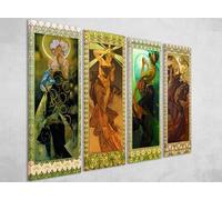 The Stars and the Moon Set of 4 Alphonse Mucha Style Nouveau Framed Canvas Wall Art Picture Print Home Decor Living Dining Room