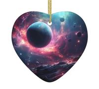 The stars are falling. Patterned Heart-shaped ceramic ornaments for home wall decoration, garden parties, and Christmas tree decorations.