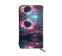 The stars are falling. Printed leather wallet, 7.5 x 4.1-inch long credit card holder, portable travel cash wallet