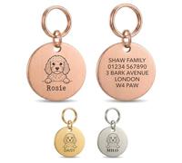The Stately Hound Cavapoo Gifts, Personalised Dog Tag UK, Rose Gold, L