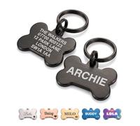 The Stately Hound Dog Tags for Pets Engraved UK, Black Bone, Large | Personalised Collar ID Tag for Your Large Dog, Name & Contact Details, Deep Laser Engraved in the UK, 1.8mm Stainless Steel