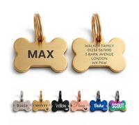 The Stately Hound Dog Tags for Pets Engraved UK, Gold Bone, Small