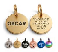The Stately Hound Dog Tags for Pets Engraved UK, Gold Round, Large