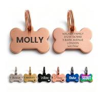 The Stately Hound Dog Tags for Pets Engraved UK, Rose Gold Bone, Small