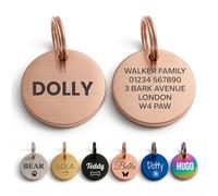 The Stately Hound Dog Tags for Pets Engraved UK, Rose Gold Round, Large