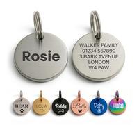 The Stately Hound Dog Tags for Pets Engraved UK, Silver Round, Small