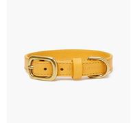 The Stately Hound Handmade Luxury Leather Dog Collar - Hand-Stitched Premium Genuine Leather, Durable Gold-Coloured Hardware, Adjustable Fit for Small, Medium & Large Dogs (Yellow, Extra Small)