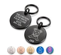 The Stately Hound Personalised Dog Tag, Breed Design, Black, Large | Dog tags for pets engraved in the UK: breed and name or number on the front, your details on the back. 1.8mm stainless steel.