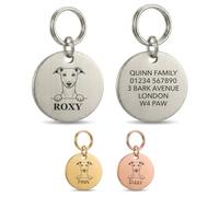 The Stately Hound Whippet Gifts, Personalised Dog Tag UK, Silver, M