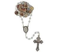 The Stations of the Cross Chaplet Beads | Christian Devotional for Lent | Great Catholic Gift for First Communion and Confirmation | Images Depicting 14 Stations | Wood or Glass Beads, L, Metal, No