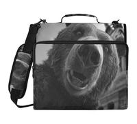 The Statue of Liberty Bear 1.5-Inch 3-Ringing Binder with Extra Pockets with Strap Multiple Pockets Portfolios Portfolio Organizer for School and Office Organizador de la carpeta
